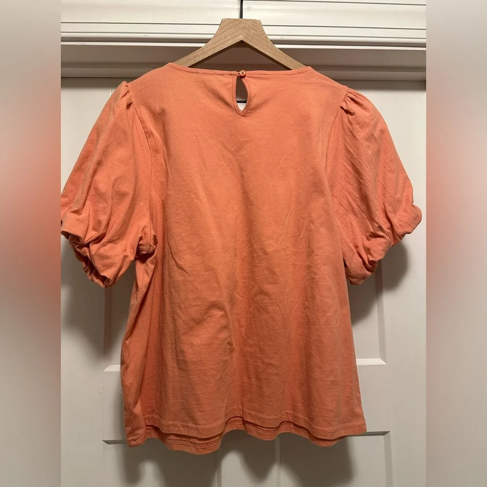 NWT J.Crew Coral Bubble Sleeve Top, Coral,‎ Large